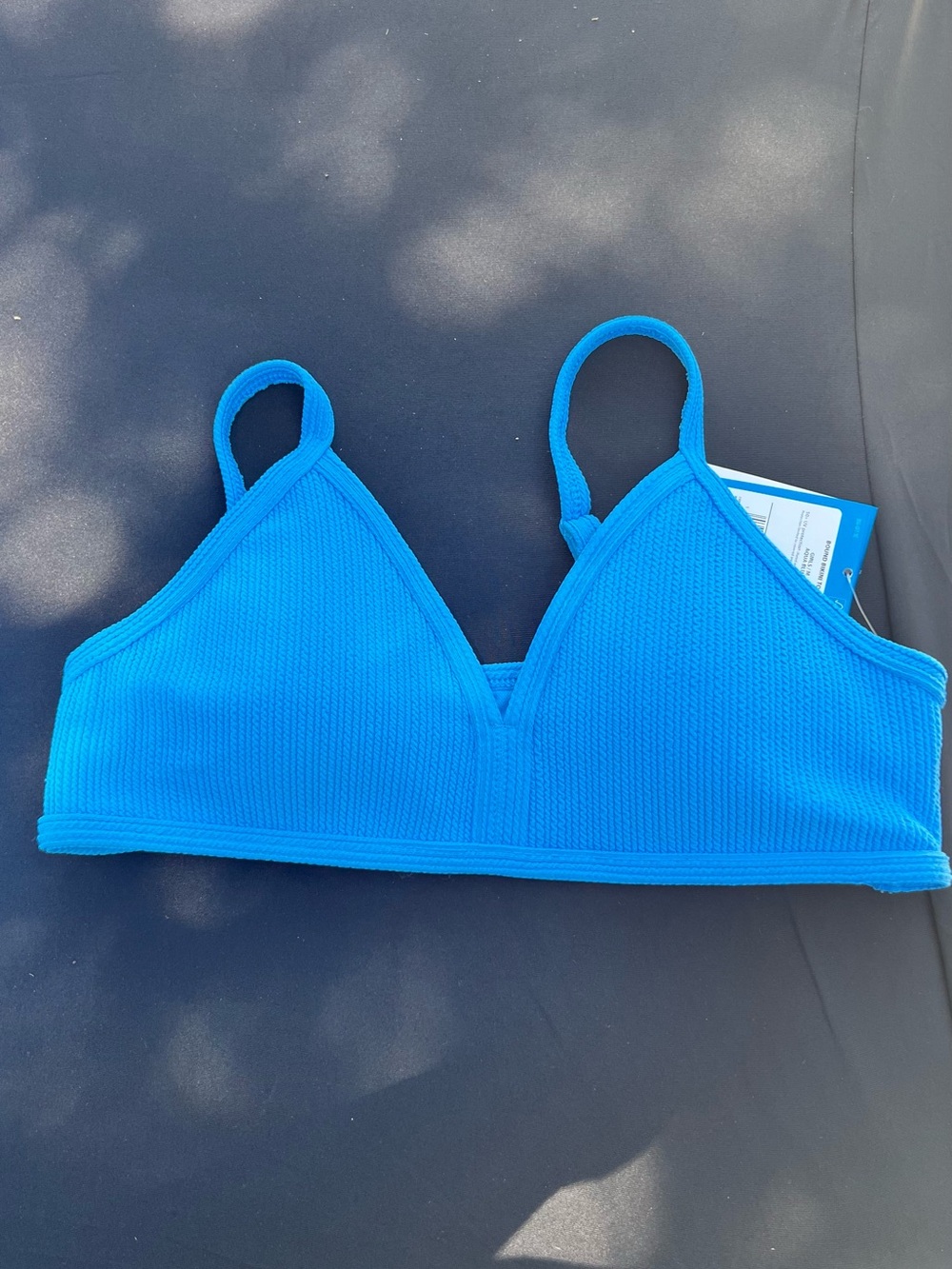 2 piece DSG Bright Blue Ribbed Triangle Kids Swim Bikini Top